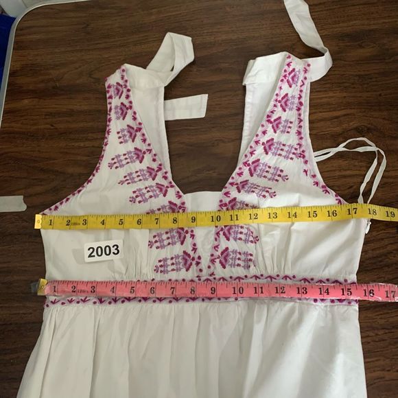 AKEMI KIN ANTHROPOLOGIE white cotton boho dress sz 10 or m - Picture 7 of 7